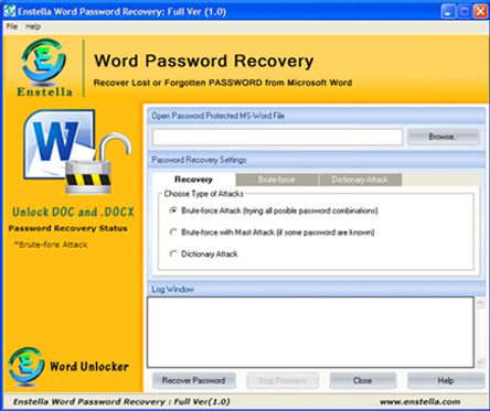 Word Password Recovery screen shot