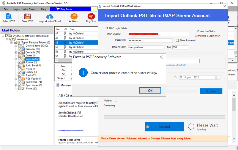 Import PST to IMAP account