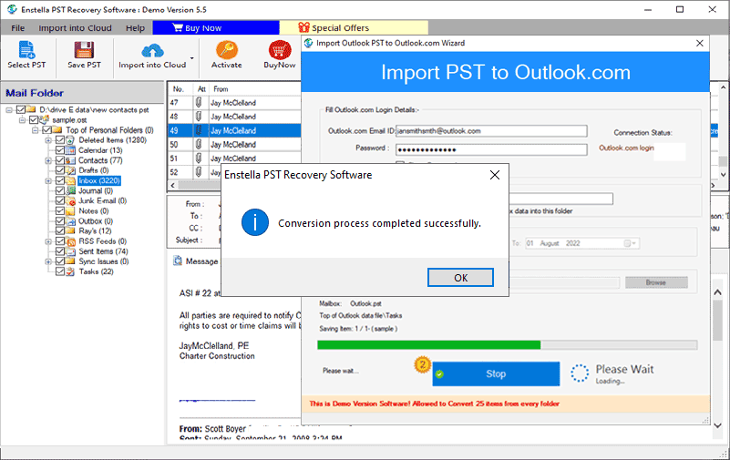 PST to Outlook.com account