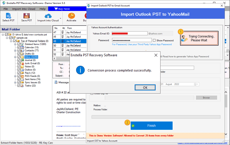 Import PST to Yahoo Mail