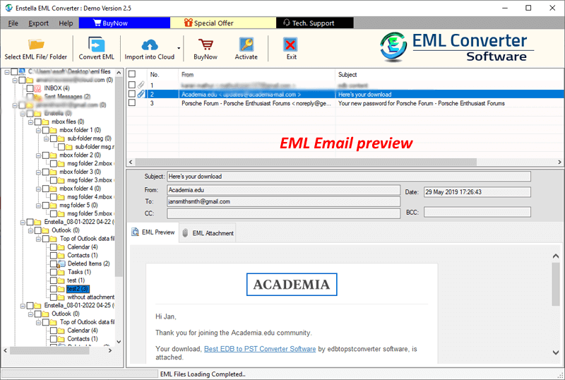 Preview EML emails