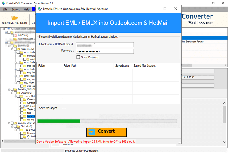 EML to Outlook.com/Hotmail migration