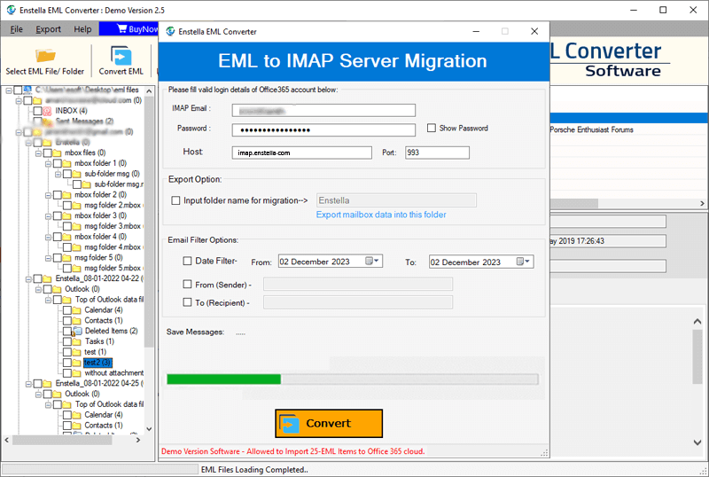 EML to IMAP mail migration