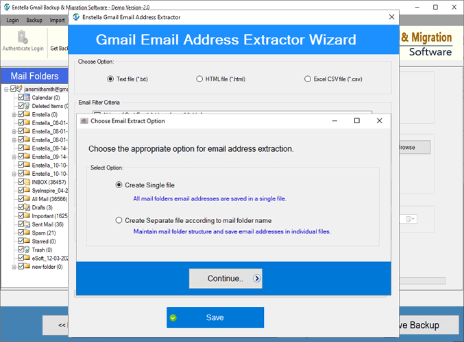 email addressing saving options