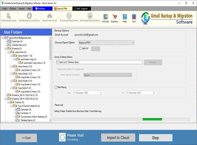 Backup Gmail emails to computer