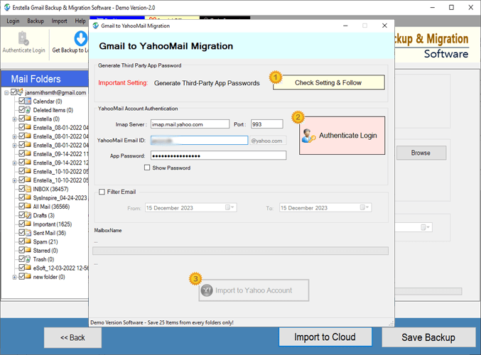 Yahoo Mail account authenticate