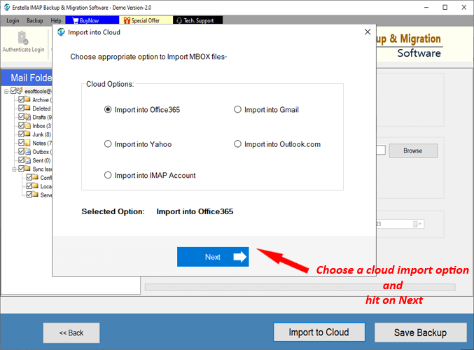 IMAP to Cloud import