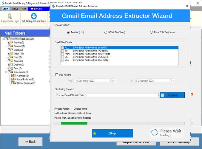 imap email address extraction