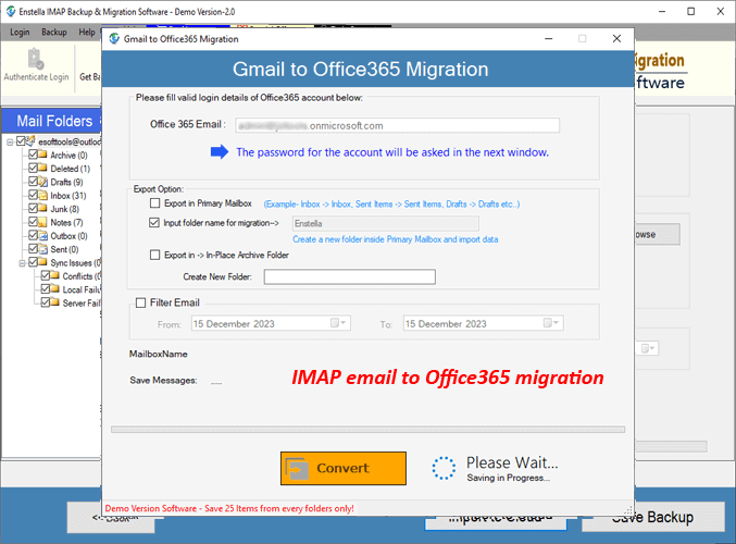 imap email to office365 migration