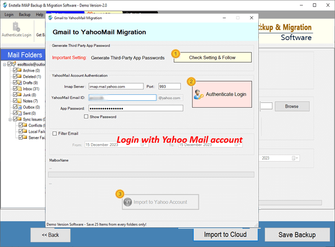 Yahoo Mail account authenticate