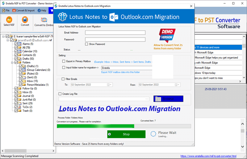 Import NSF to Outlook.com