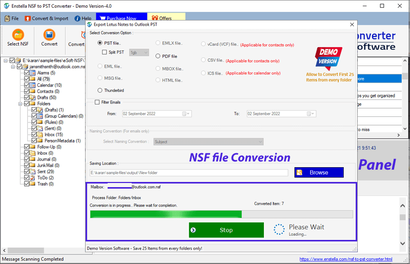 NSF to PST Conversion complete